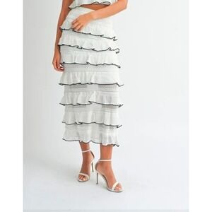 Amable By Mable Mardee Ruffle High Waist-Maxi Skirt - Size S